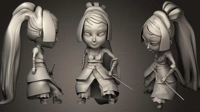 Figurines simple (Lady Ninja Fighter, STKPR_1458) 3D models for cnc